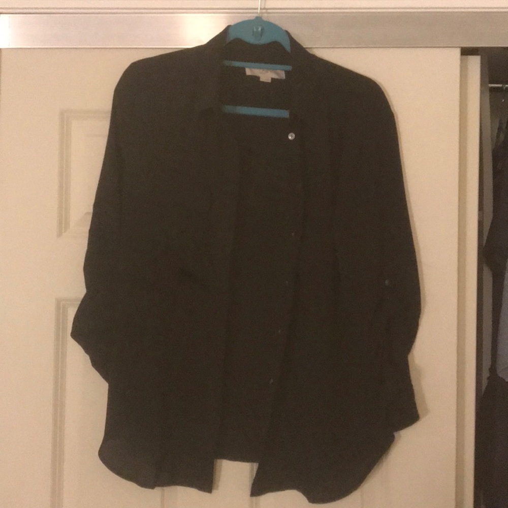 Black button up Loft blouse